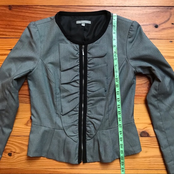 NY Collection Gray Black Ruffle Jacket, EUC, S - Picture 9 of 15